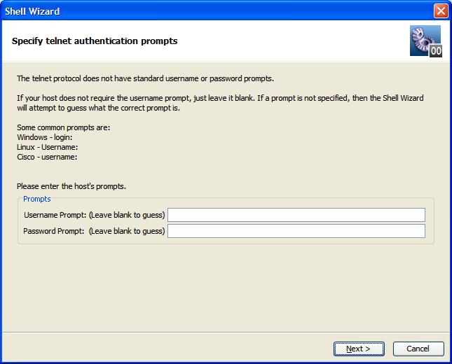 Creating a new operation Specifying the host prompts for credentials 9.