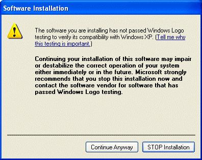 3. When windows titled Hardware Installation or Software