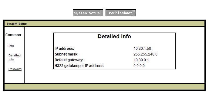 8. Handset Internal Web Show Detailed Information Click the Detailed info link. The following information are shown (see figure 4): IP address Subnet mask Default gateway Figure 4.