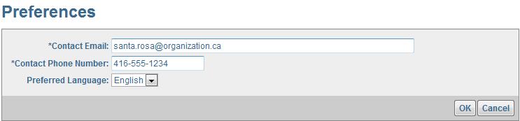 1. From the Registrant profile screen, beside the email, phone or language preference, click change. This takes you to the Preferences screen. 2.