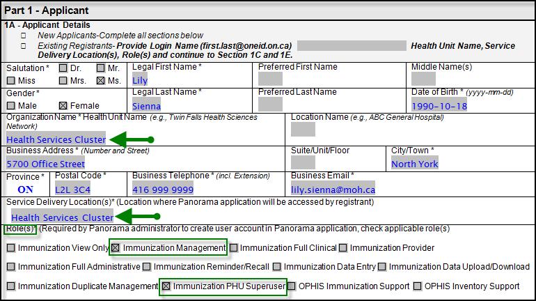 Incomplete is indicated next to each enrolment that requires attributes to be entered, fill in the enrolment attributes for Panorama enrolment; these are user Health Unit organization, role(s) and