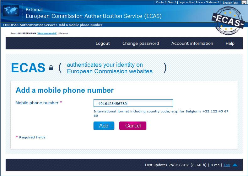 1 Click on 1 Add a mobile phone number to enter your mobile phone number with international code (e.g.