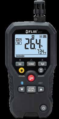 WHAT DO YOU NEED TO MEASURE? MOISTURE FLIR MR77 Moisture Meter Rugged, feature-packed moisture meter incorporating a pinless sensor and a wired pin probe to capture moisture readings up to 1.9 cm (0.