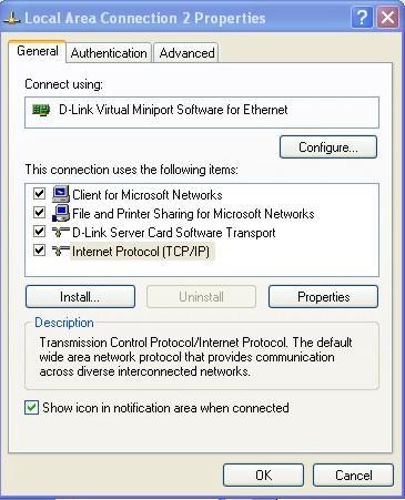 Configure IP Settings cont The dialog box displays with a list of
