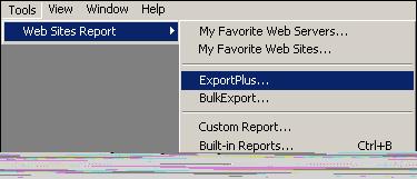 CHAPTER 2 Web Sites Reports 2.11 ExportPlus Tool Using Export Plus, the whole/desired set of information about the server/web site/virtual directory can be exported in a single instance.