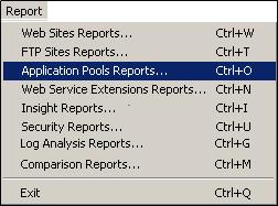 toolbar. Or Select New Application Pools Report from the Report menu.