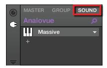 At the left of the Pattern Editor, click the Sound slot s name (Analovue) to select that