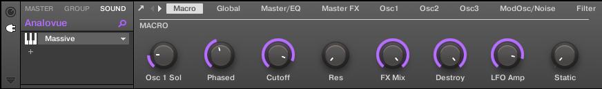 Applying Effects Loading Effects 6.1 Loading Effects In this section you will learn how to load effects in MASCHINE. 6.1.1 The Plug-in List Before you load an effect, have a quick look again at the Control area for the bass Sound Analovue in the software (see Adding a Bass Line): 1.