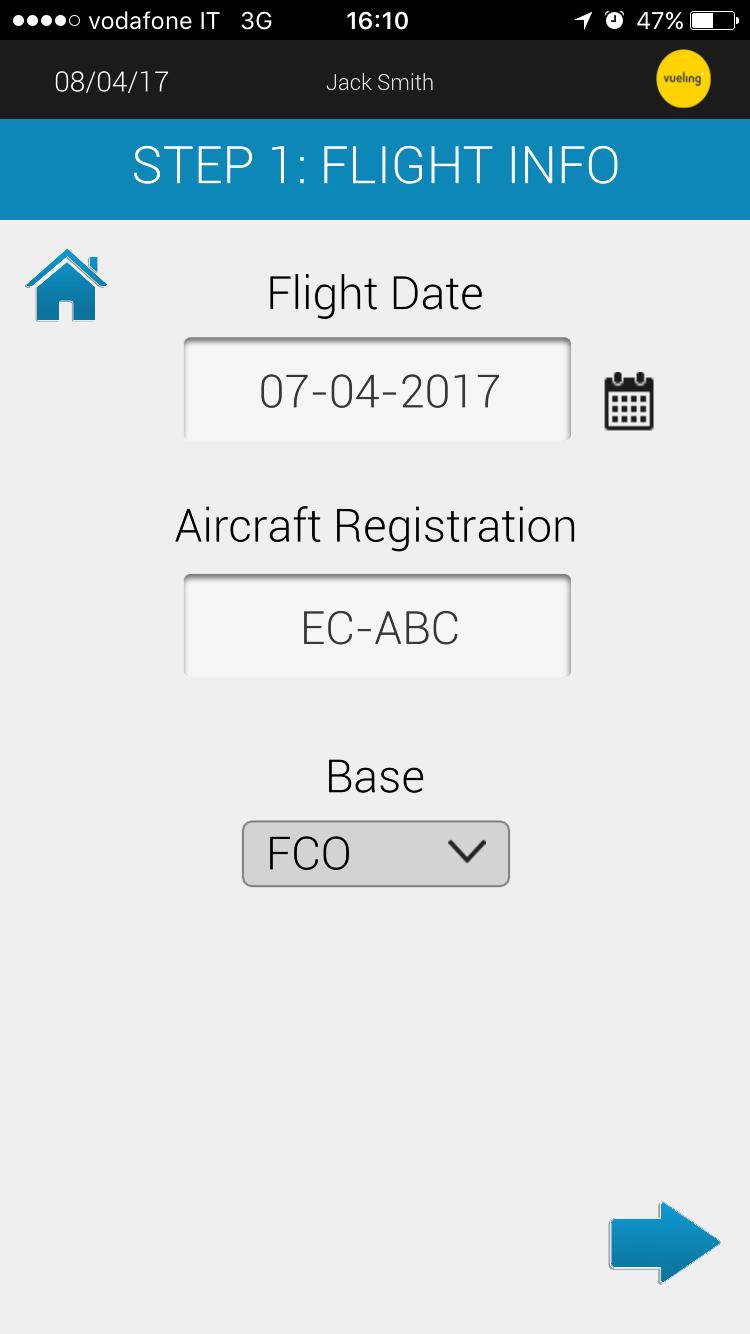 2.1 Drop Step 1 (Flight Info) Enter: -Flight Date: from -Aircraft Registration: eg.