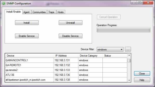 From the WhatsConfigured main menu, click Tools > SNMP Configuration. The SNMP Configuration dialog appears.