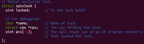 Locks of Xv6 Spinlock: busy wait until lock