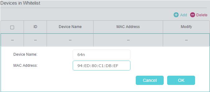 To block specific device(s) 1 ) Select Blacklist and click Save. 2 ) Select the device(s) to be blocked in the Devices Online table.
