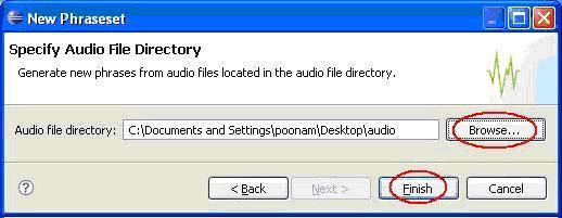 Figure 9: Select the directory containing the recorded phrase files to be combined into a phraseset Step 4 A phraseset file is created under the phraseset directory.