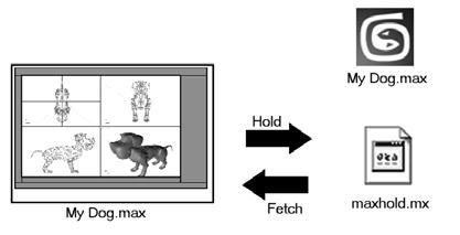LESSON 3: FILES AND OBJECTS RENDERING MATERIALS + MAPPING ANIMATION MODELING GETTING STARTED Hold and Fetch The Hold and Fetch commands, found on the Edit menu, are used together.