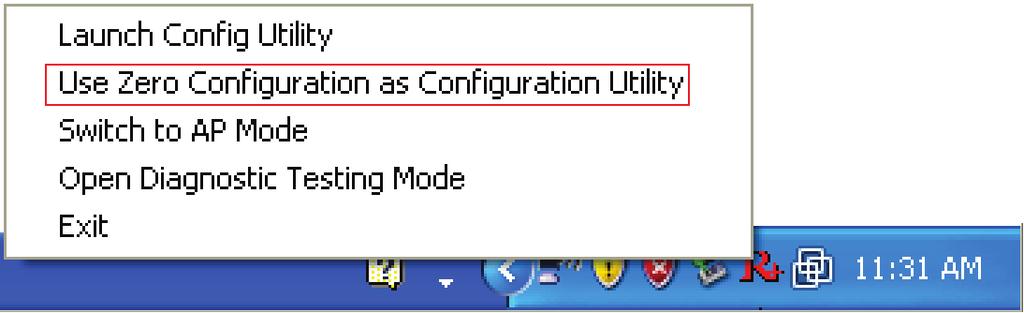 To connect with Microsoft Zero Configuration To switch between the configuration