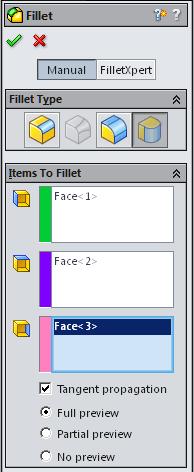 F. Fillet Leading Edge. Step 1. Click Fillet on the Features toolbar.