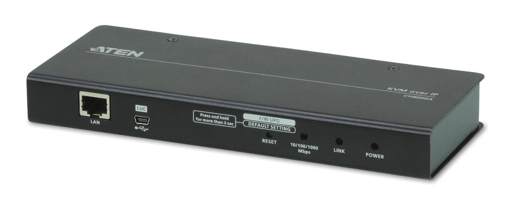 1 Single Port KVM over IP CN8000A The new generation ATEN CN8000A features superior video quality with HD resolutions up to 1920 x 1200, LUC (Laptop USB Console) for easier KVM access, user-friendly