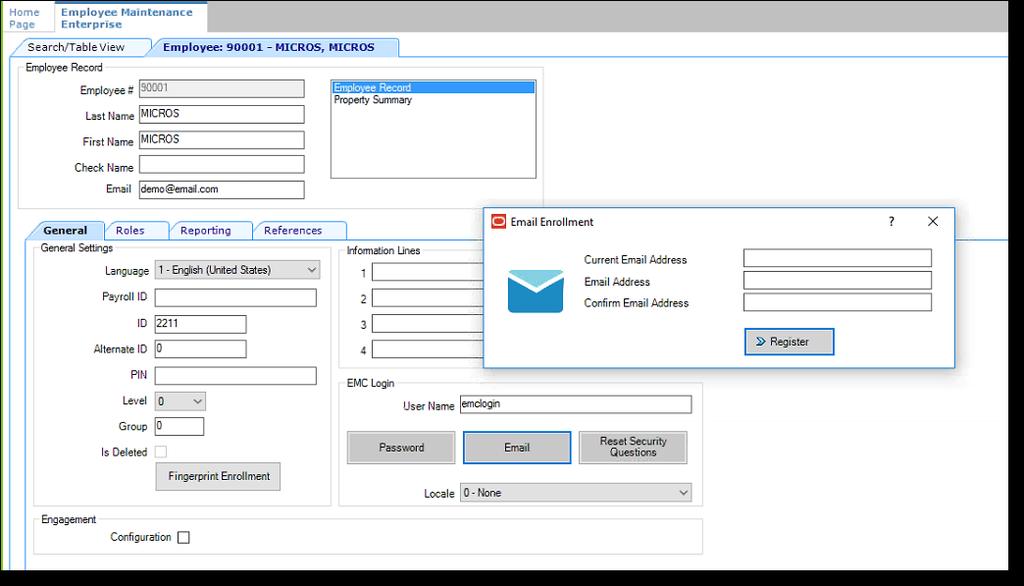 Configuring and Resetting a User s Email Address for MFA To enroll a user s email address using the EMC: 1. Select the Enterprise level, click Configuration, and then click Employee Maintenance. 2.