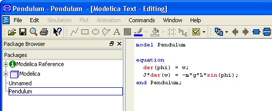 Mark the declarations of variables/parameters in the text and delete them. Do not delete the equation, that one we will keep. The result will be: Open Modelica.