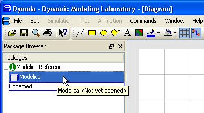 Opening the Modelica Standard Library.