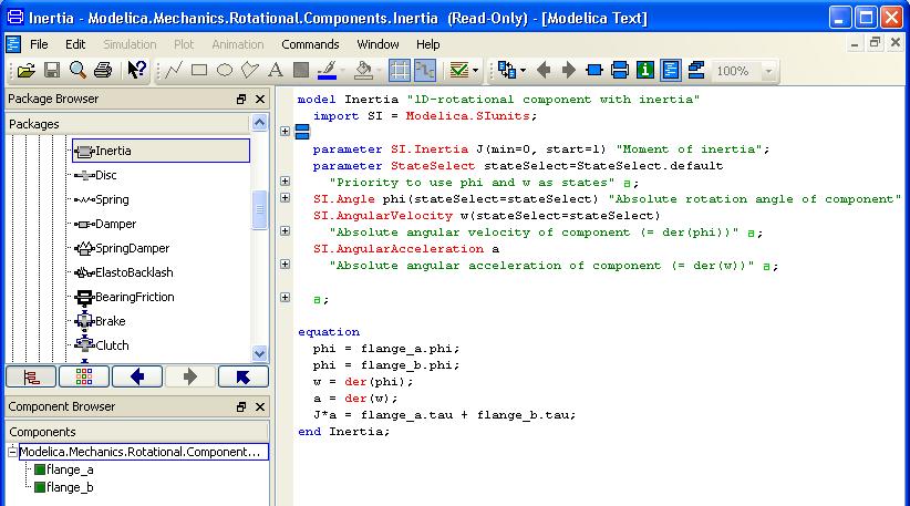 Switch to the Modelica Text representation, where you find Euler s equation as the last equation.