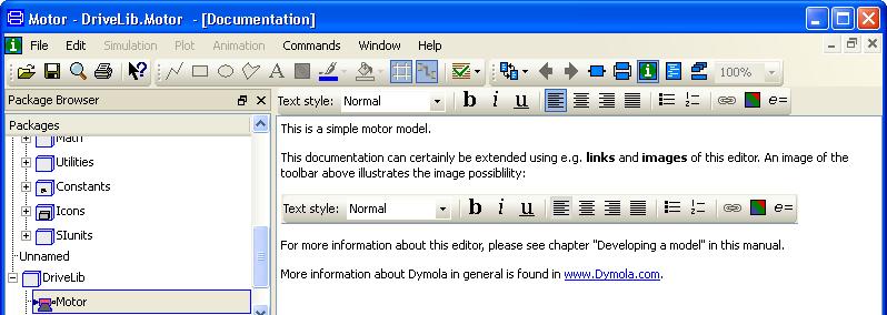 Documentation editor. as well as link creation and image insertion.