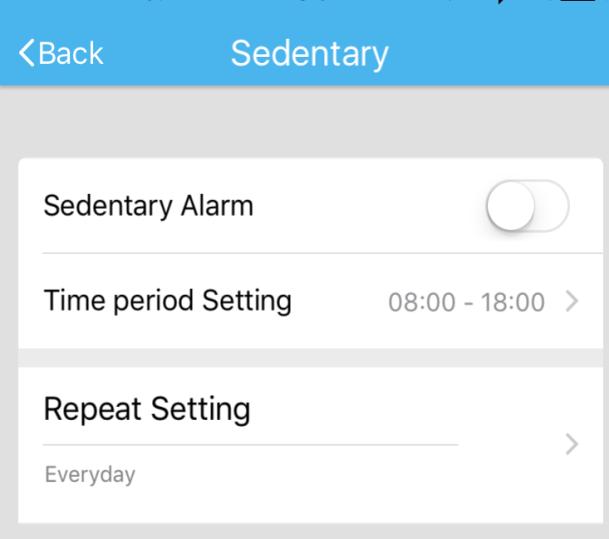 On the Settings page you can do the following: a. Sedentary Here you can set reminders to move around to ensure you are moving and keeping active. b.