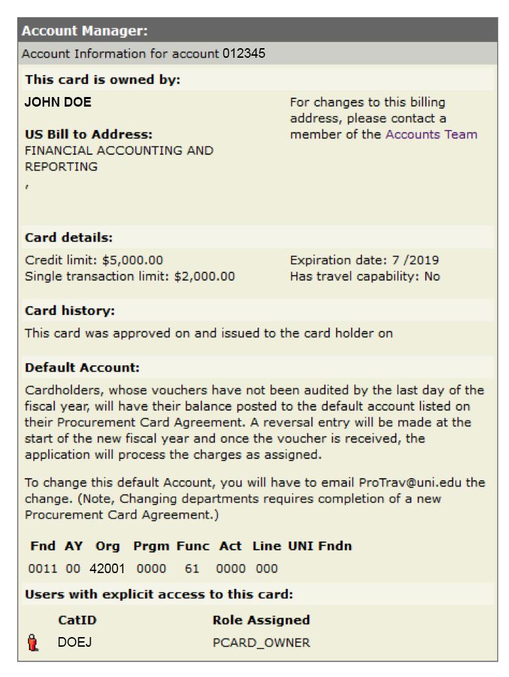 View Card Information: View information about an account such as credit limits, card capabilities,