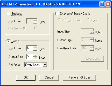 Solution 17 4.4 Editing I/O Parameters for Polled Operation Click on the WAGO node shown in the Scanlist.