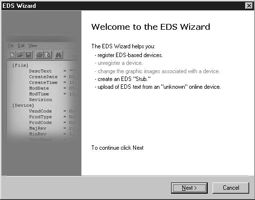 Configuring the Adapter 3-5 To create an EDS file If the adapter and drive appear as an unrecognized device, create an EDS file for it. Step 1.