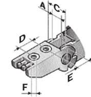 piece with hole, 1 piece with pin, screws and sliding blocks The chain brackets must be fastened using the delivered