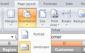 1. Open the Page Layout ribbon. Click on Orientation.
