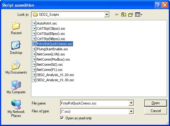 Chapter 5 - Basic Functions 9. Browse to the location where the script file is stored and select the file name to assign. Click Open.