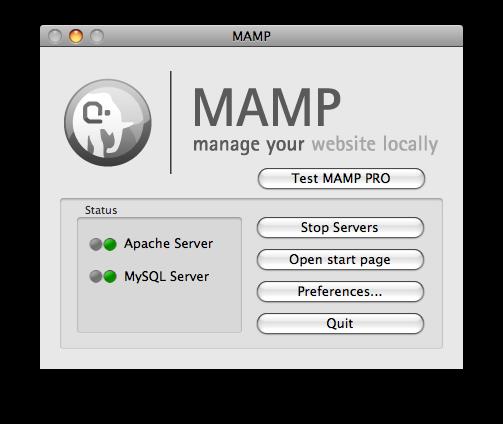 bar. Clicking the icon should bring up the MAMP control center, as shown in Figure 1.