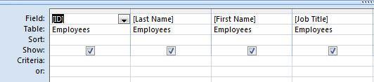 Specifying Criteria in a Select Query Fields in design grid allow us to specify criteria for the dataset Field row displays the field name Sort row enables