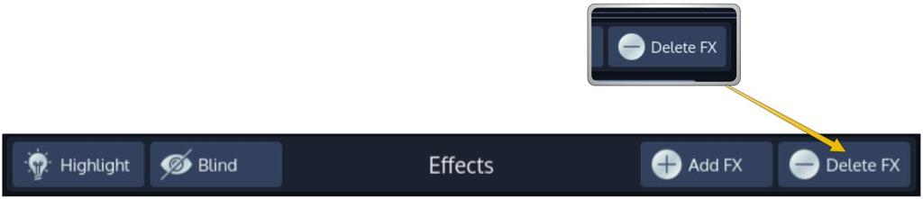 17.3.2 Deleting an Effect To delete Effects from the effect programmer, simply select the effect(s) you would like to delete by toggling the button in the first column in the editor and click on