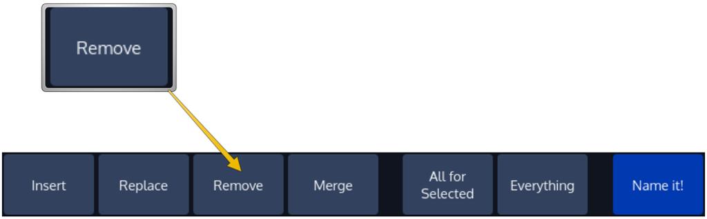Fig. 96: Record Toolbar - Merge Select the Group you would like to merge the selected fixtures into.