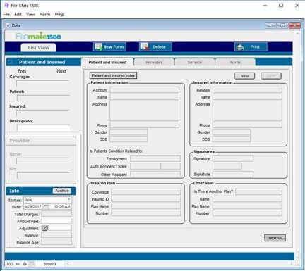 Chapter 2 1500 Form 1500 Form The 1500 form is whole reason that you purchase this software, so let s take a minute and talk about how to create, edit and print the form.