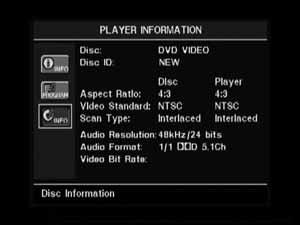 Player Menu Using the Player Information Menu The DVD 27 s Player Information menu displays disc information and enables you to program playback modes.