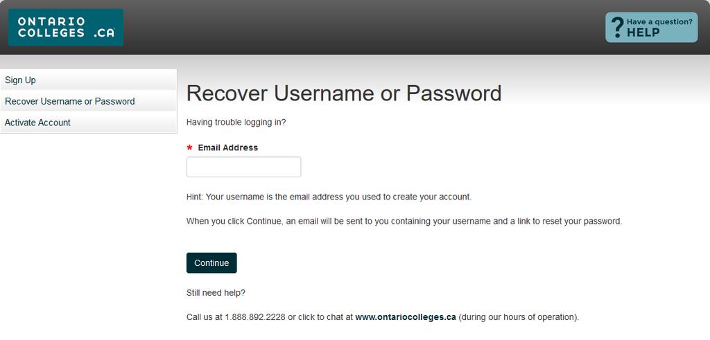 Enter any email address associated with your account and click Continue.