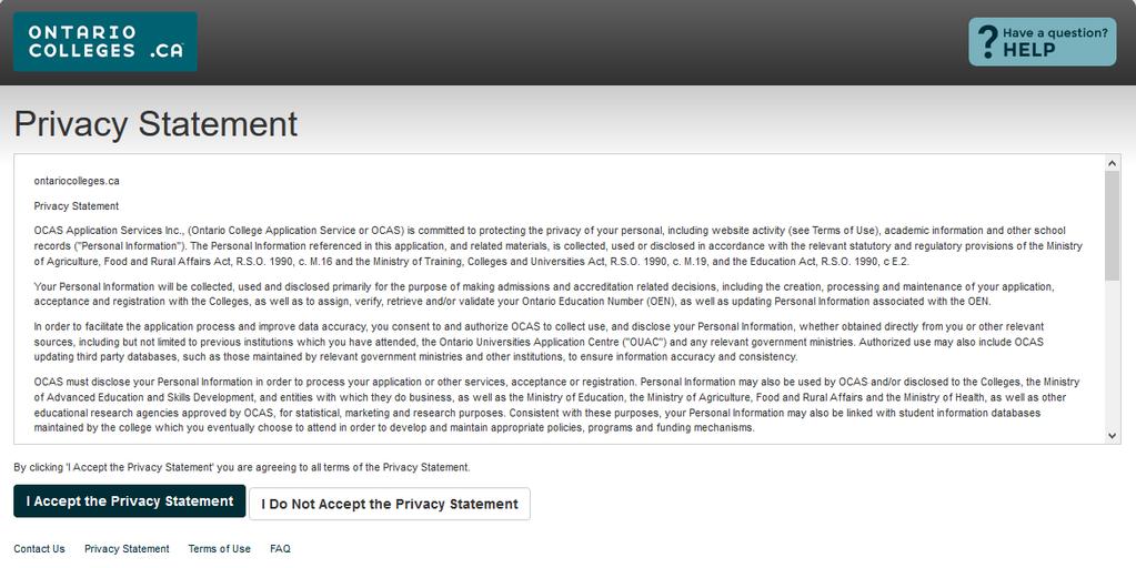 On first login only, you will be asked to review and accept our Privacy Statement.