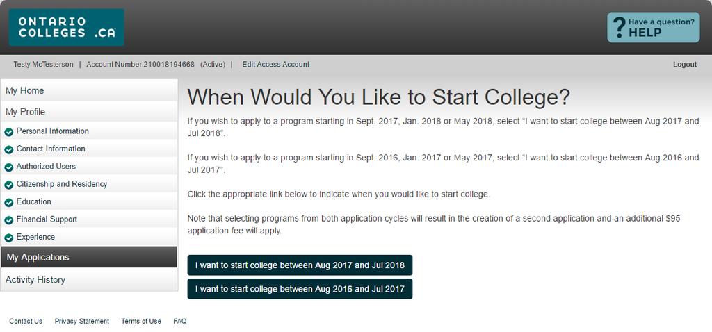 Click the button with the start date you wish to apply to.