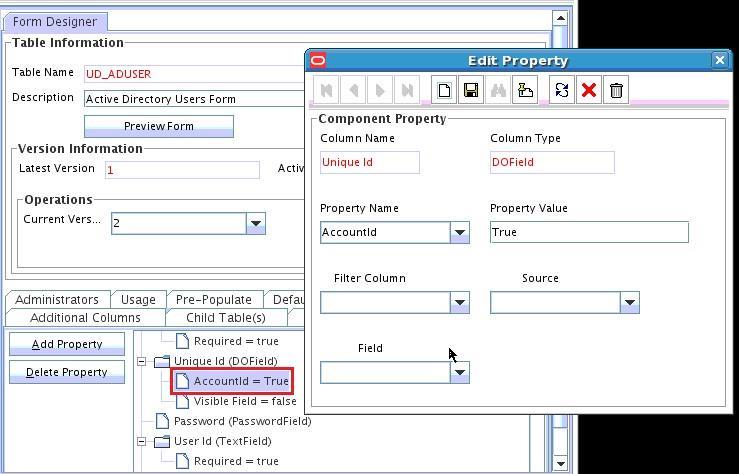 Screenshot3: Setting Account ID property» IT Resource Tagging The IT Resource field of the process form should be tagged with IT Resource property.