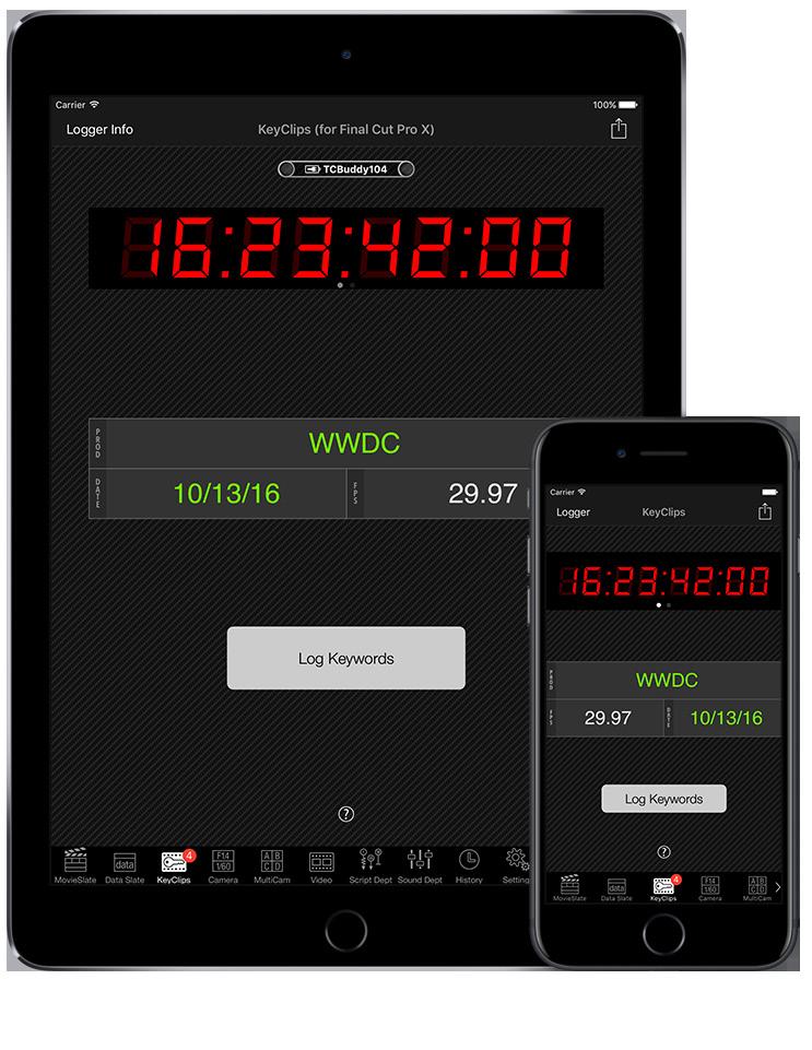 MovieSlate s KeyClips Setup Screen (ios) The KeyClips tab is used to configure basic information about a production: Timecode - tap to set it with an onscreen keypad,