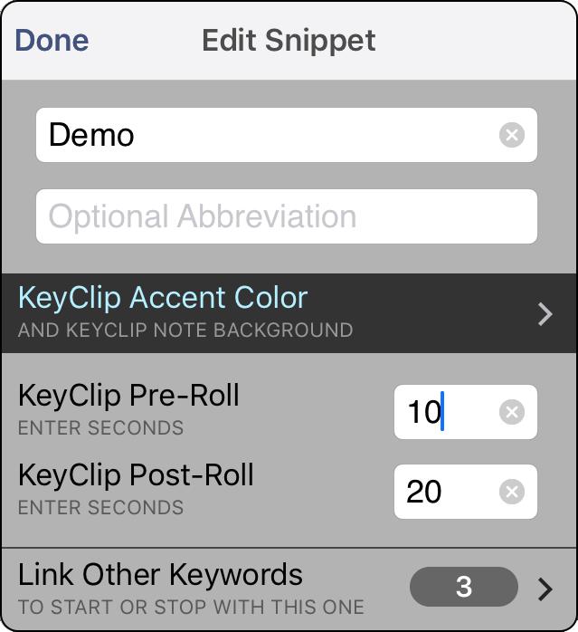 Edit the List s Title in the textfield above the list. Default Accent Color - applies to all snippets in this list. Delete a Snippet by tapping its red minus sign. Edit a Snippet by tapping its text.