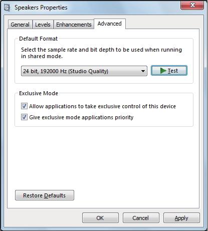 device and set it as default by clicking Set Default.