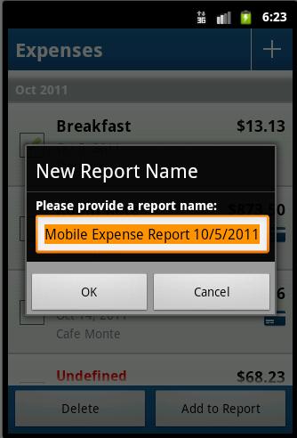 Attach Expenses (from the Expenses Screen) to a Report You can attach expenses to an unsubmitted expense report or to a new