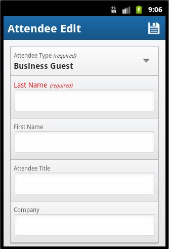 3) Select Search (to search your Favorite Attendees list), New from Contact (to select from your smartphone contact list),