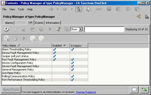 Viewing Policies View All Policies The following procedure describes how to view all existing policies. Follow these steps: 1. Click Policy Manager in the Explorer tab.