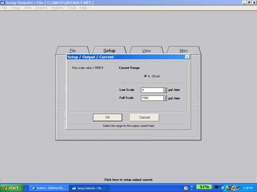 Step-6 Analog Output Setup Setup of the Current Output is entered on the